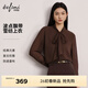 伊芙麗（eifini）朱珠代言伊芙麗經(jīng)典波點(diǎn)優(yōu)雅飄帶時(shí)尚百搭襯衫26春延續款小上衣 咖啡 M 105-115斤