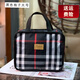 文賢外出旅行必備洗漱化妝包大容量男女格子手提包媽咪包防水牛津布便 黑色格子(大號)
