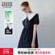 Teenie Weenie小熊女裝夏裝甜美少女感娃娃領(lǐng)學(xué)院風(fēng)休閑連衣裙 藏青色 S