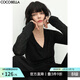 COCOBELLA兩穿領(lǐng)型滿(mǎn)天星亮片針織衫時(shí)尚V領(lǐng)打底衫女上衣T恤TS642 黑色 L