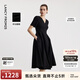 朗姿25醋酸長(cháng)裙子春夏新款法式收腰黑色赫本風(fēng)高級感氣質(zhì)連衣裙女 黑色 M