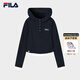 FILA 斐樂(lè )官方女子針織連帽上衣2026春季新款日常顯瘦修身長(cháng)袖T恤 傳奇藍-NV M 165/84A/M