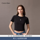Calvin KleinJeans25夏季女士經(jīng)典字母印花休閑潮流ck辣妹短款短袖T恤上衣