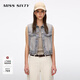 MISS SIXTY2026春季新款牛仔馬甲女翻領(lǐng)寬松無(wú)袖復古洗水疊搭背心 淺藍 M