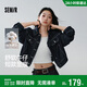 森馬（Semir）牛仔外套女春季短款翻領(lǐng)落肩寬松做舊2026工裝風(fēng)夾克109126108005