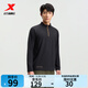 特步門(mén)店同款長(cháng)袖T恤男秋新款運動(dòng)跑步休閑立領(lǐng)衛衣975329030084 正黑色 XL
