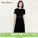 MeetMetro瑪依爾黑色短袖連衣裙女2026夏季新款收腰通勤圓領(lǐng)T恤裙 黑色【現貨閃電發(fā)】 L