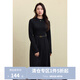 獨束大碼女裝收腰針織連衣裙2024冬季新品通勤時(shí)尚赫本風(fēng)優(yōu)雅長(cháng)裙 靜謐黑 2XL (尺碼：4)