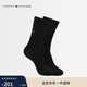 Tommy Hilfiger【兩雙裝】男裝經(jīng)典簡(jiǎn)約繡標商務(wù)休閑純色運動(dòng)微彈中筒襪子 黑色078 均碼