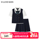 E·LAND KIDS藤校少女童裝女童套裝夏季新品蝴蝶結襯衫短裙 Navy藏青色/59 130cm 均碼