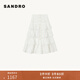 SANDRO春夏女裝法式時(shí)尚優(yōu)雅白色鏤空紐扣長(cháng)款蛋糕裙長(cháng)款半身裙 10/白色 XS (34)