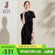 經(jīng)典故事（JANE STORY）新中式國風(fēng)絲絨燒花連衣裙女2025夏季新款復古立領(lǐng)典雅顯瘦旗袍裙 黑灰花 M