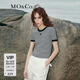 MO&Co.針織衫直筒短款M標刺繡撞邊條紋圓領(lǐng)短袖針織T恤上衣摩安珂 白黑條色 M 165