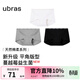 ubras26年新款平角純棉內褲女士15A抗菌加長(cháng)襠防走光包臀四角女士短褲 黑色+中花灰色+白色 3條 S