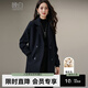 晚白小個(gè)子氣質(zhì)通勤極簡(jiǎn)風(fēng)高級感厚外套夾棉加厚保暖羊毛呢大衣 深藍色 S