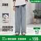 森馬（Semir）牛仔褲男夏季純棉親膚闊腿褲2026松緊腰抽繩微褶長(cháng)褲109326124109