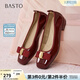 百思圖（BASTO）【夢(mèng)中人】百思圖秋季商場(chǎng)新款淺口單鞋小紅鞋一腳蹬皮鞋女婚鞋 紅色 37