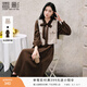 香影小香風(fēng)連衣裙套裝女2026春季新款法式馬甲長(cháng)袖燈芯絨裙子套裝 咖色 M