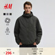 H&M男裝女裝夾克春季冬新款戶(hù)外登山防風(fēng)連帽軟殼外套1293996 深卡其綠 XL 180/116