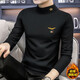 敖琥保暖秋冬半高領(lǐng)男士長(cháng)袖t恤加絨加厚打底衫內搭體恤男裝 【單件加絨】黑色 4XL 170-185