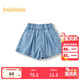 巴拉巴拉童裝兒童短褲女童牛仔褲2025夏季A字裙褲蝴蝶結抑菌208225110006