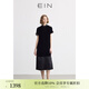 EIN言輕禮服新中式立領(lǐng)流光絲絨花邊拼接旗袍連衣裙黑色春夏新款 石墨黑 L