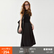 fano studios范洛2026夏季新款黑色高級小眾半高領(lǐng)T恤拼接緞面光澤感連衣裙女 黑色 L