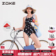 洲克zoke洲克泳衣女款游泳館專(zhuān)用連體高級感2025新款大碼女生游泳衣女 小狗派對黑色 M 150-158cm）建議40-45kg