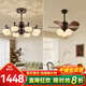 凱薩羅燈中古風(fēng)客廳餐廳吊扇燈創(chuàng  )意投影變頻隱形風(fēng)扇吊燈一體電扇燈Y606 套餐D-客廳餐廳