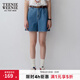 Teenie Weenie小熊牛仔短褲女夏季韓版簡(jiǎn)約休閑松緊高腰時(shí)尚牛仔褲女 深藍色 L (170)