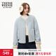 Teenie Weenie【兩面穿】小熊女裝秋簡(jiǎn)約休閑時(shí)髦仿羊羔絨刺繡外套 淺藍色 M (165)
