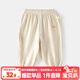 嘟嘟家兒童褲子夏裝男童防蚊褲夏季寶寶休閑長(cháng)褲女童透氣網(wǎng)眼童褲潮童裝 米杏色 100