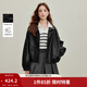 茵曼（INMAN）2026春季女裝新款簡(jiǎn)約立領(lǐng)皮衣黑色外套短款夾克上衣 午夜黑 L 168-172cm /121-130斤