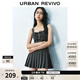 UR2026夏季新款女裝都市格雷系百褶吊帶連衣裙UYU760009+ 深灰 S