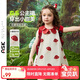 ASK JUNIOR森系兒童裙子夏小童花瓣娃娃領(lǐng)連衣裙女童花苞裙撞色 紅色  100 