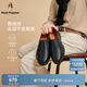 暇步士（Hush Puppies）秋季新款男士商務(wù)皮鞋舒適百搭休閑真皮皮鞋一腳蹬男鞋 曜石黑 41