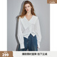ELLE白色法式不規則大翻領(lǐng)襯衫女2026春裝新款設計感簡(jiǎn)約小眾上衣 白色 M