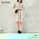 SNIDEL秋冬簡(jiǎn)約純色短袖翻領(lǐng)收腰針織連衣裙SWNO234128 米色 均碼 （F）