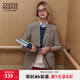 Teenie Weenie小熊女裝夏季格紋短袖西裝外套寬松簡(jiǎn)約時(shí)尚休閑女 撞色 S