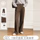 對白【AN大碼系列】糖炒栗子復古休閑牛仔褲冬季胖mm垂感顯瘦直筒長(cháng)褲 栗子棕 XL 建議體重135-145