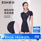 洲克（ZOKE）女士泳衣遮肚顯瘦修身海邊度假戲水舒適貼合防氯連體泳衣泡溫泉女 黑/粉色 XL