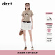 DZZIT地素短袖T恤夏季簡(jiǎn)約貓咪直筒印花修身上衣女3J2B3831N 深卡其色 M