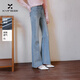 香影蝴蝶燙鉆微喇牛仔褲女2026春季新款修身顯瘦馬蹄褲高腰長(cháng)褲子 牛仔藍 S 155/60A/85-95斤
