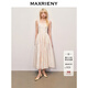 MAXRIENY【商場(chǎng)同款】繡花方領(lǐng)甜美收腰裙氣質(zhì)度假連衣裙 米白 L 03/38