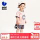 迷你巴拉短袖套裝男女童寶寶純棉印花運動(dòng)兩件套寬松春夏童裝 鐵灰色 100