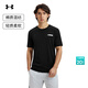 安德瑪（Under Armour）春夏Strip Logo男子寬松運動(dòng)休閑短袖T恤1390203 黑色001 L