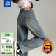 唐獅（TonLion）2025冬加絨加厚高腰韓版直筒褲長(cháng)褲復古百搭牛仔長(cháng)褲