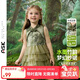 ASK JUNIOR國風(fēng)新中式兒童旗袍裙夏季女童拼接網(wǎng)紗裙蛋糕裙連衣裙 綠色 120