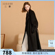三彩【100綿羊毛】2025冬季新款長(cháng)款雙面呢大衣翻領(lǐng)寬松M 經(jīng)典黑 M 160/84A
