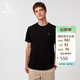 哈吉斯（HAZZYS）男裝花logo純色短袖T恤ASTZE0CBX78 黑色BK XL（180/100A50）